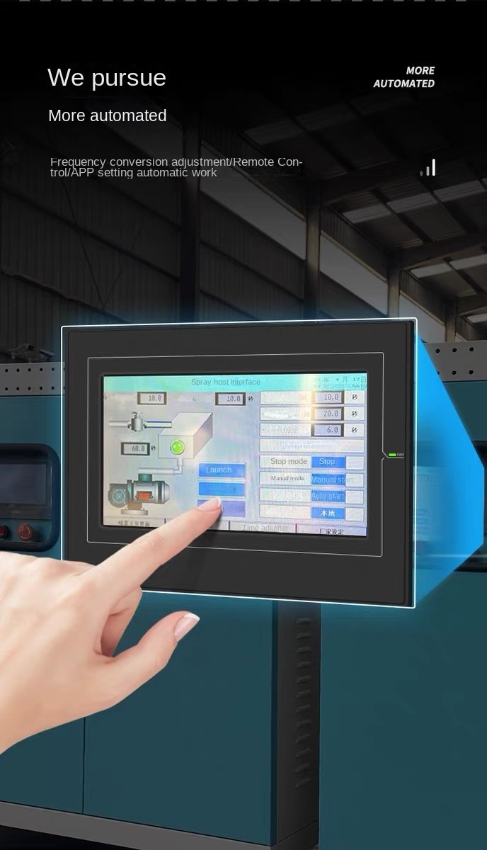 PLC intelligent touch screen control panel with frequency conversion adjustment remote control mobile APP setting automatic work schedule for industrial high pressure misting dust suppression system