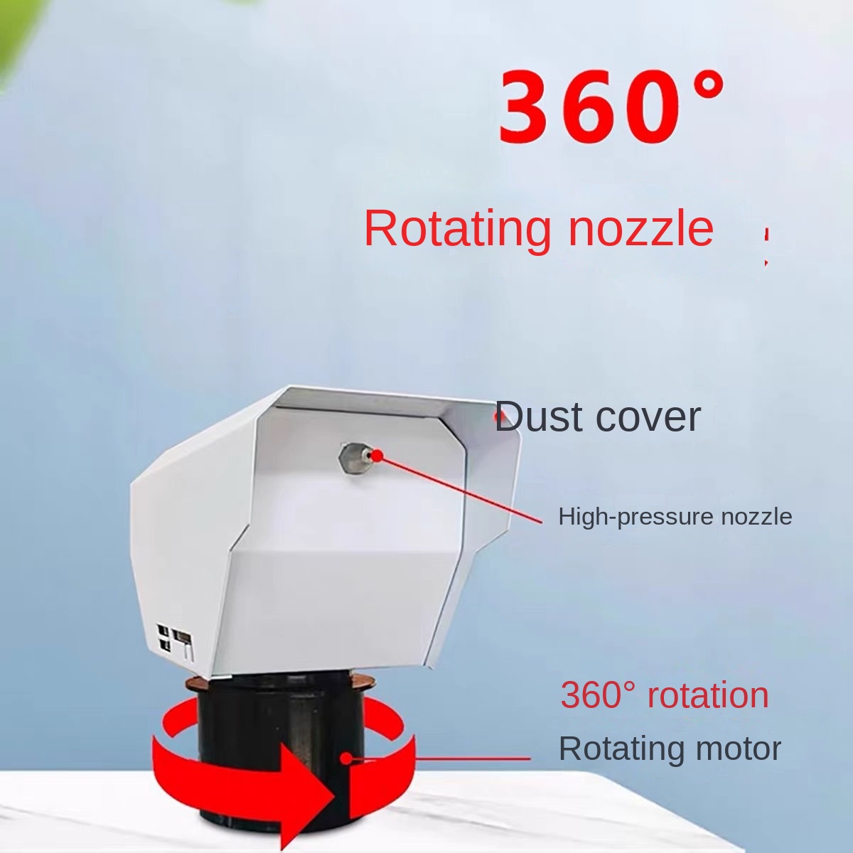 100Cooling 360 degree rotating nozzle product shot stainless steel version with dust cover high pressure spray for industrial outdoor dust suppression road misting system